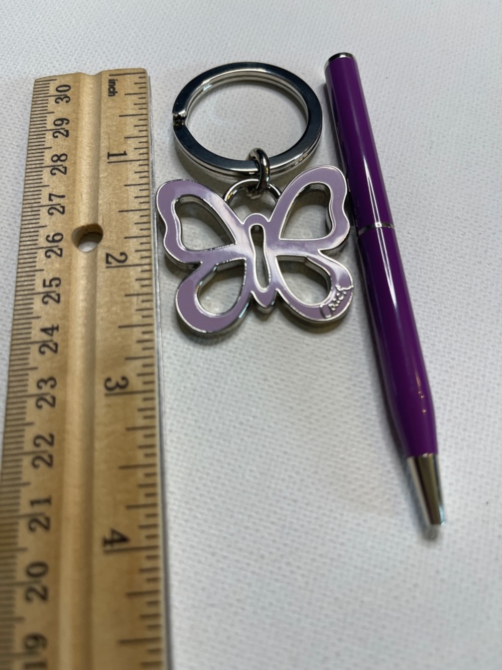 Coach Purple Enamel Butterfly Keychain and Coach Pen - Picture 3 of 6